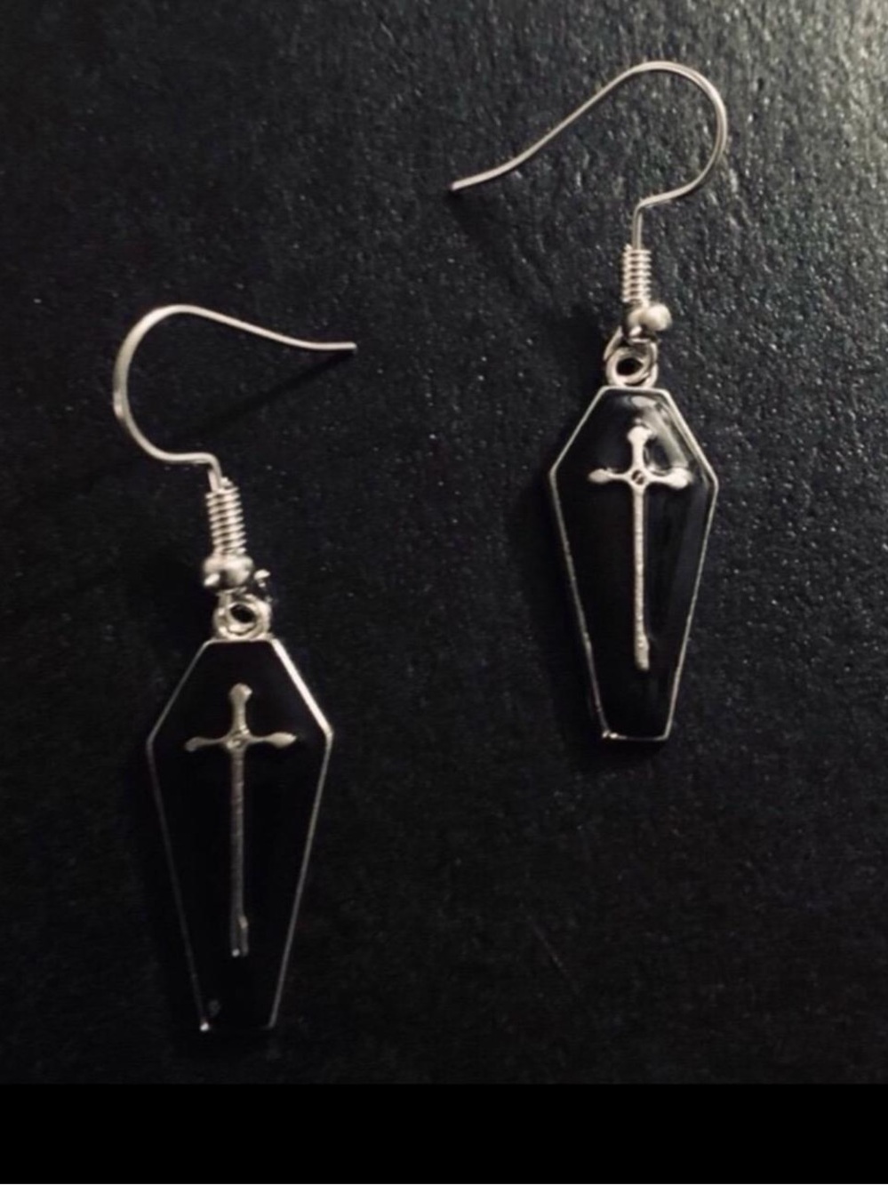 Unbranded Black Coffin Cross Drop Earrings for Kids
